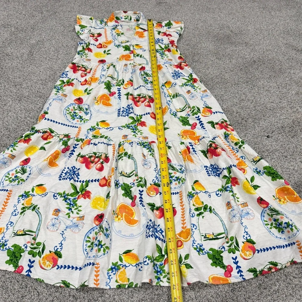 Jane Delancey Colorful Printed Maxi Linen Blend Dress Cottage Picnic Women’s S - Picture 4 of 11